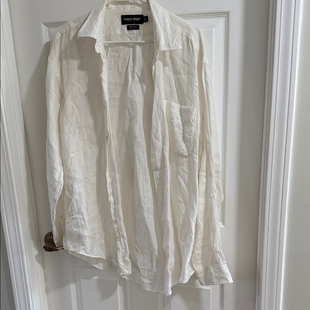 Polo Golf by Ralph Lauren Off White Linen Button-Up Shirt